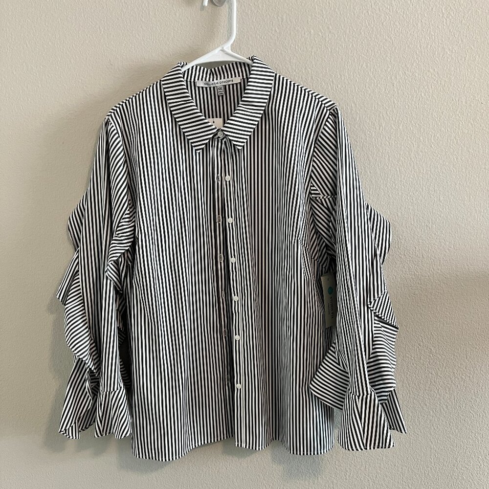 Collective Concepts Gemma Ruffle Sleeve Poplin Shirt - Sz XXL (NWT)